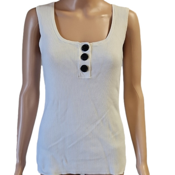 Tops - 𝅺White ribbed tank top (code-P157)
